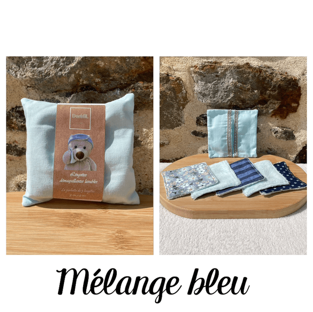 Lingettes démaquillantes lavables (bleu)