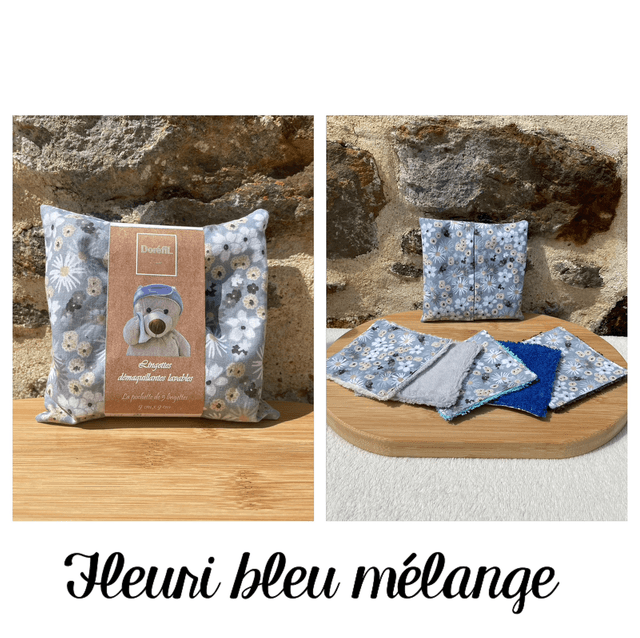 Lingettes démaquillantes lavables (bleu)