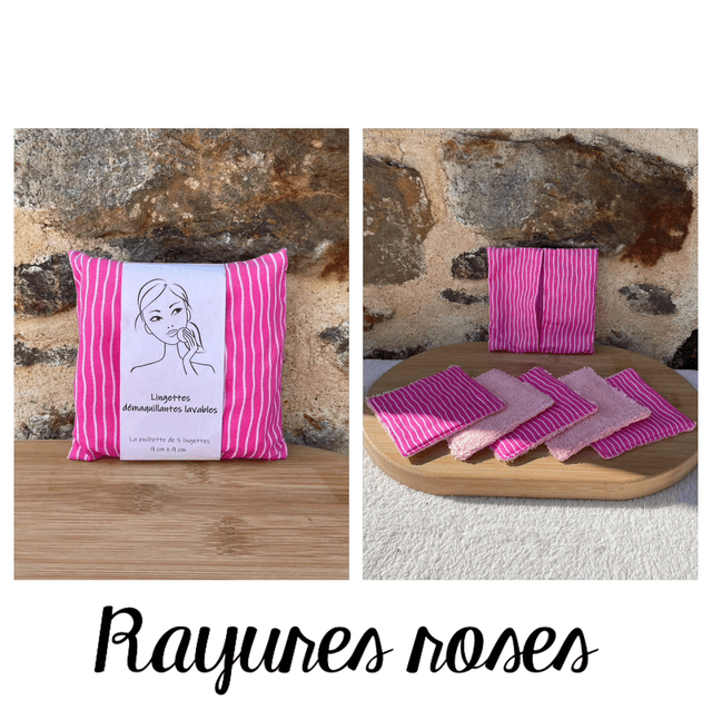 Lingettes démaquillantes lavables (rose)