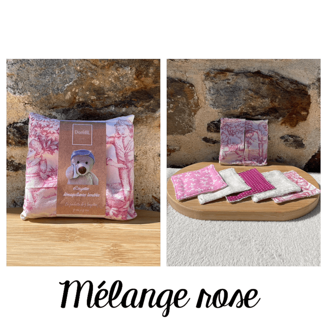 Lingettes démaquillantes lavables (rose)