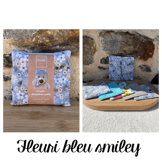 Lingettes démaquillantes lavables (bleu)