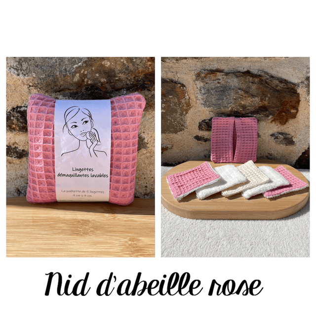 Lingettes démaquillantes lavables (rose)