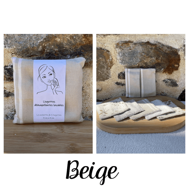 Lingettes démaquillantes lavables (beige)